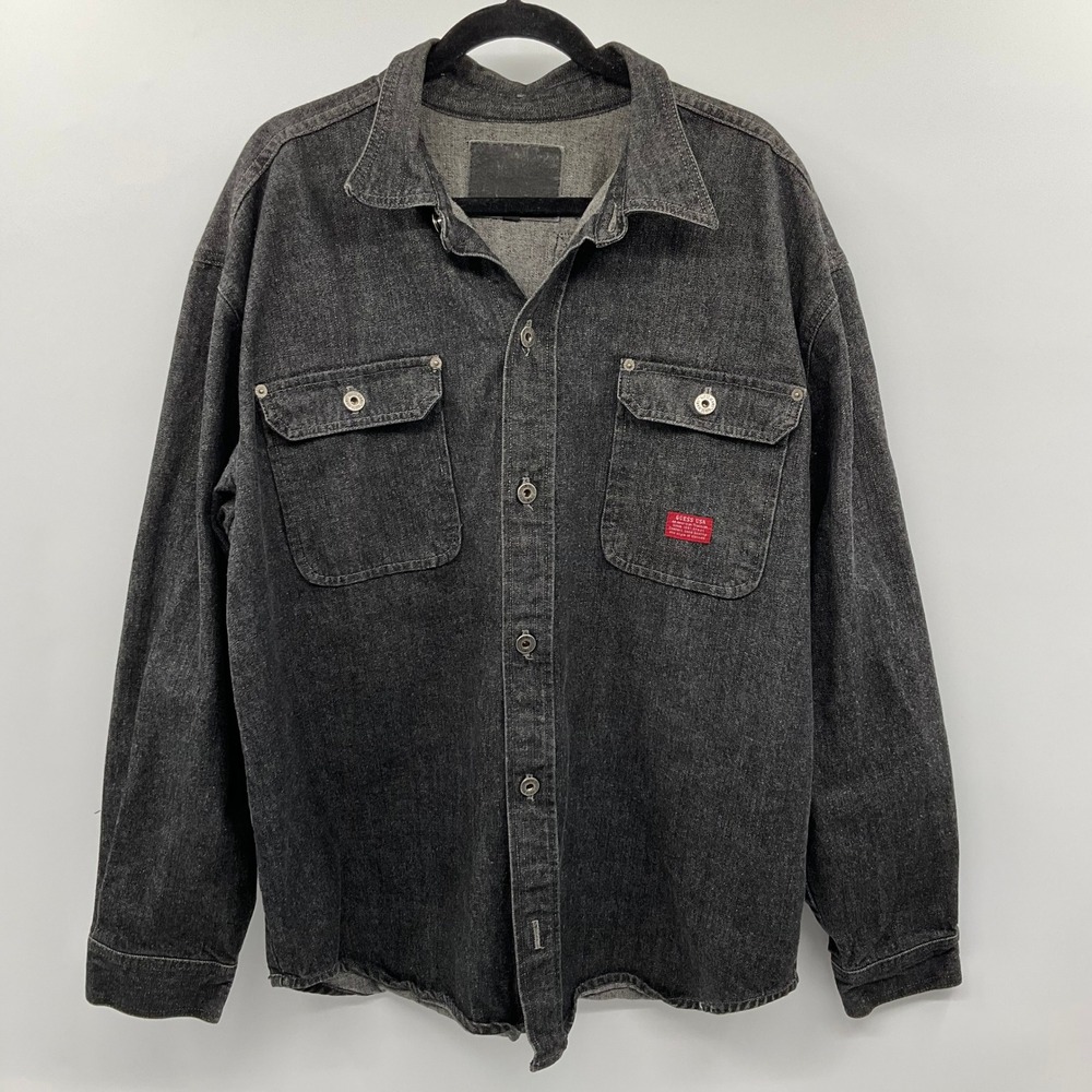 Vintage 90s Guess USA Denim Trucker Chore Jacket 3XL Faded Black Wash Grunge